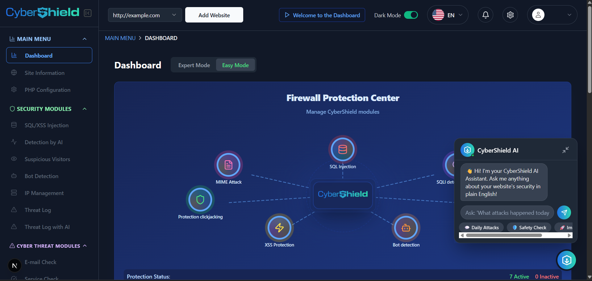 CyberShield Dashboard Preview